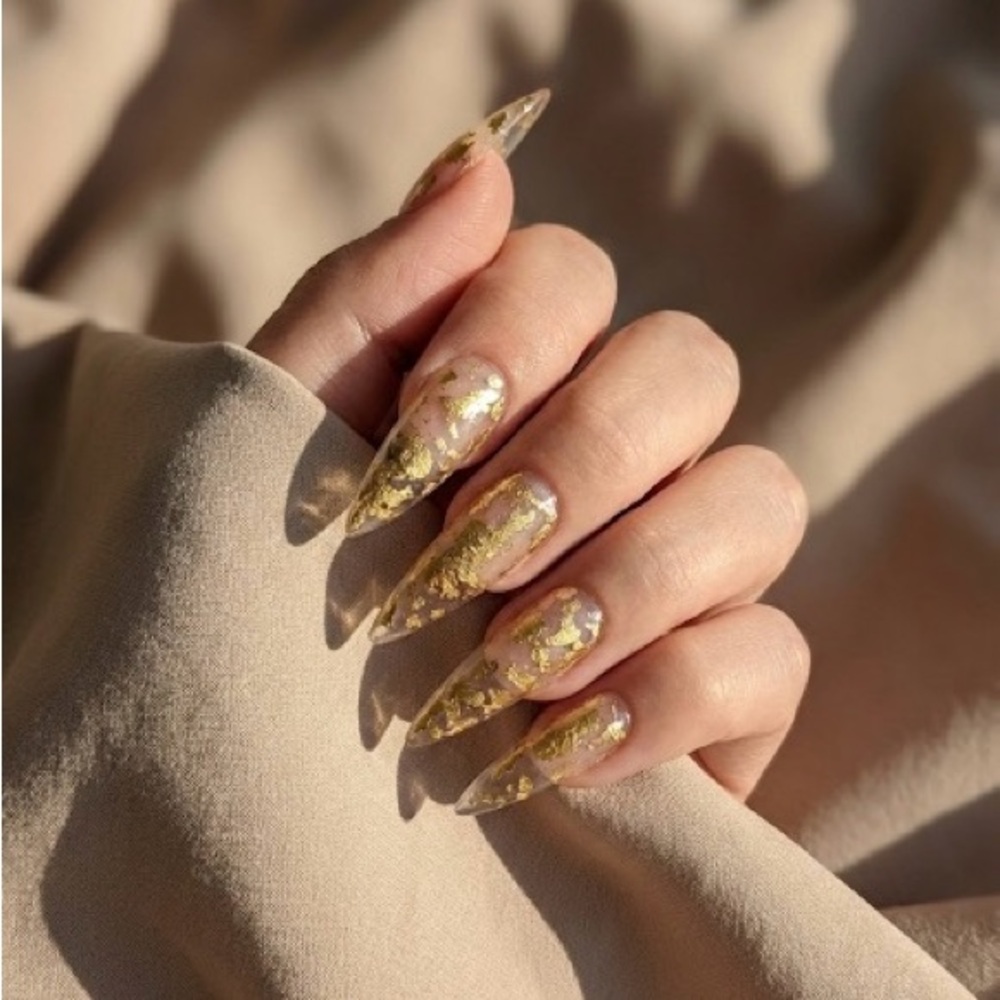 18k | Gold flake | press on nails | Handmade